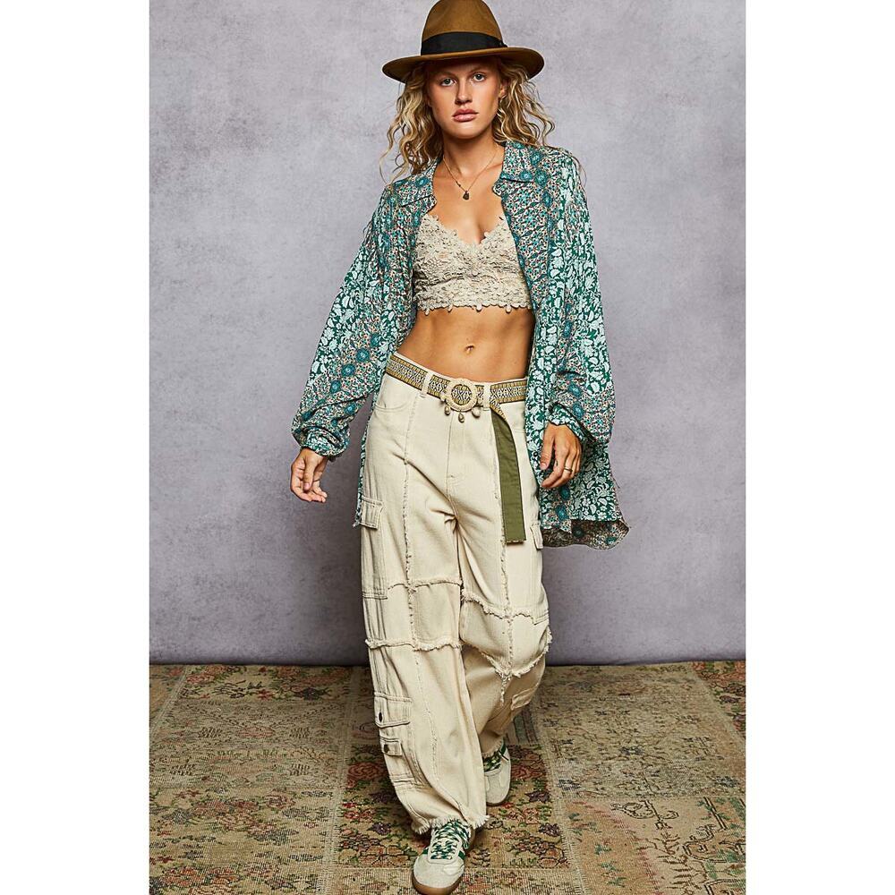 POL Teal Paisley Oversized Shirt - Picture 4 of 4